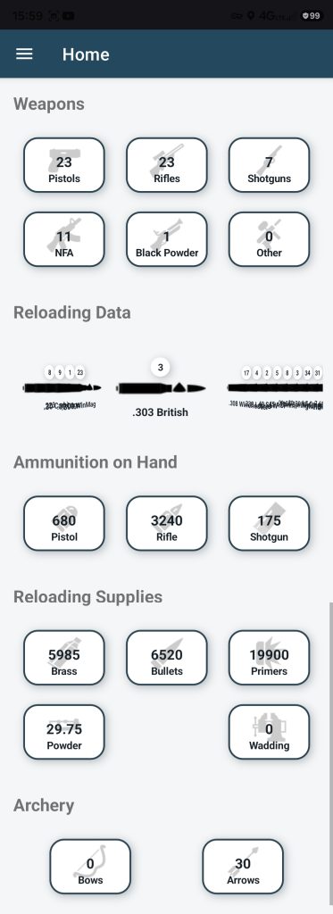 ShootersToolbox home dashboard
