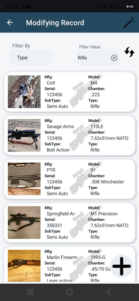 ShootersToolbox firearm inventory